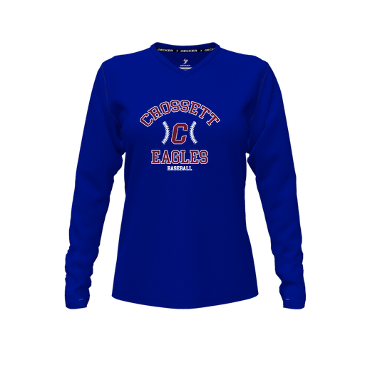 [FTLVCFRY-FYXS-LOGO3] Decker Comfort T-Shirt (Female Youth XS, Royal, V Neck, Logo 3, Long Sleeve)