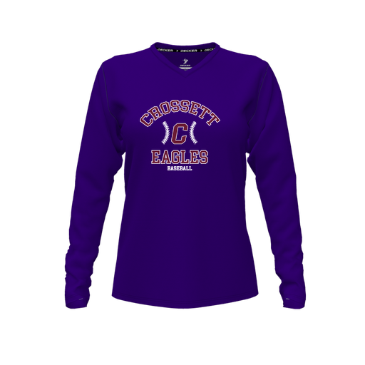 [FTLVCFPP-FYXS-LOGO3] Decker Comfort T-Shirt (Female Youth XS, Purple, V Neck, Logo 3, Long Sleeve)